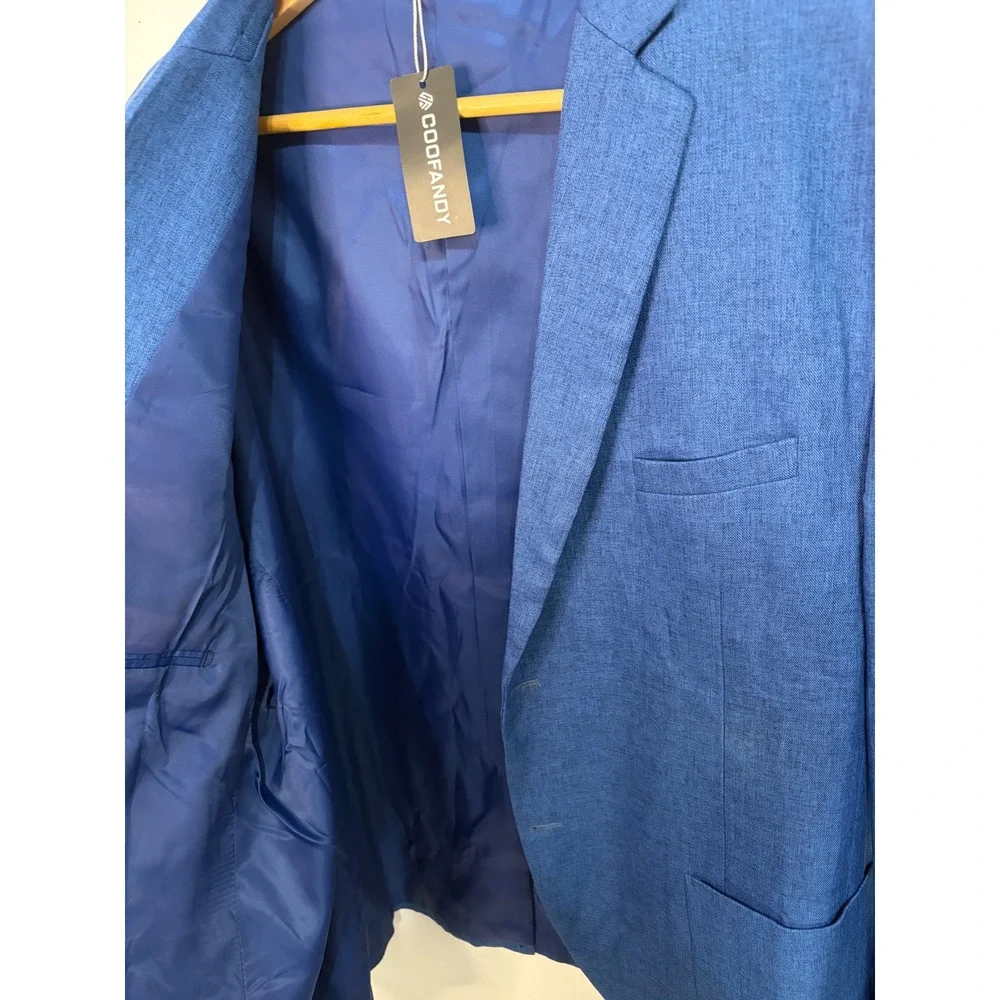 COOFANDY Mens Blue Lightweight Two Button Sport Coat Blazer XXL New